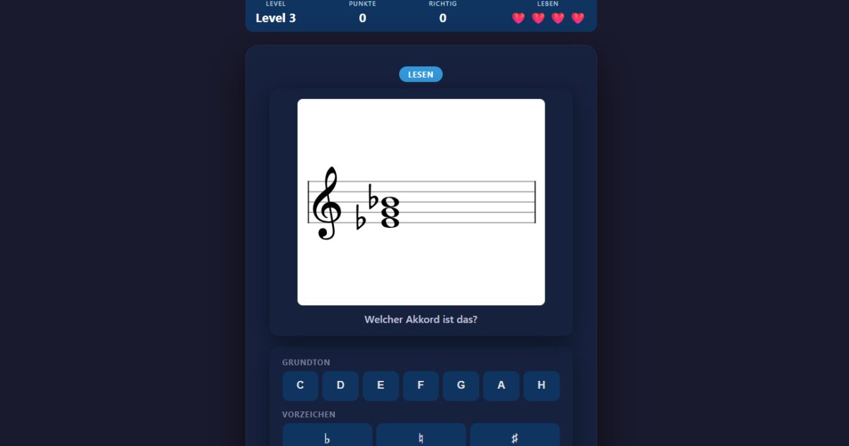 Chord and triad trainer for reading, writing and listening preview