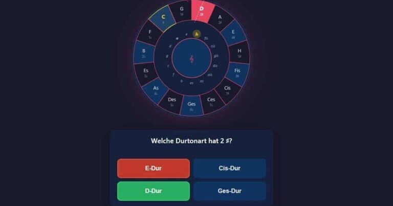 Quintenzirkel – Tonarten und Vorzeichen kostenlos online üben