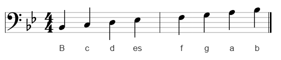 B-Dur im Bassschlüssel