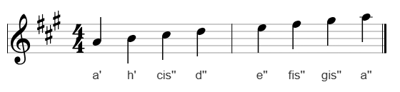 A-Dur im Violinschlüssel
