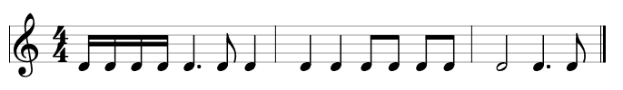 Notation mit drei Takten.