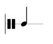 Der Neutralschlüssel auf einer Notenlinie (für einzelne Rhythmusinstrumente)
