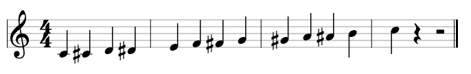Chromatische Tonleiter in C-Dur aufwärts