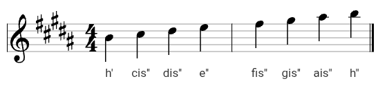 H-Dur im Violinschlüssel