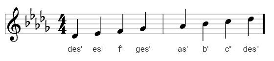 Des-Dur im Violinschlüssel